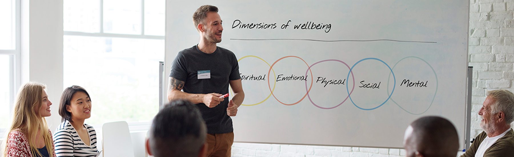 Man conducting a wellbeing seminar